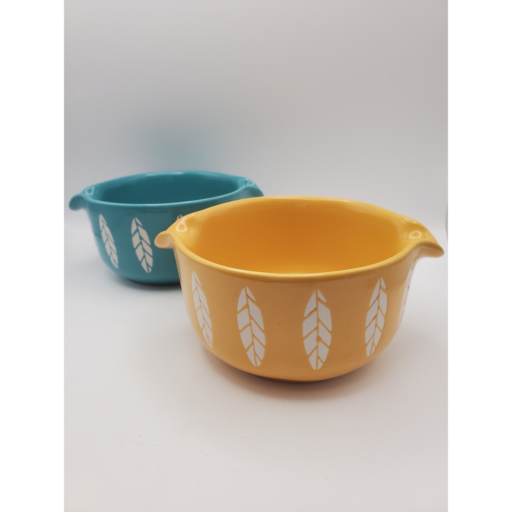 Mid-Century Style Ceramic Double Spout Mixing Bowls Set